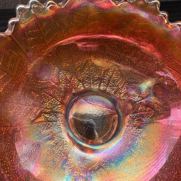 Vtg Lot of 4 Fenton "Leaf Tiers" Bowls Footed Carnival Glass Marigold Berry Bowl - Picture 8 of 9